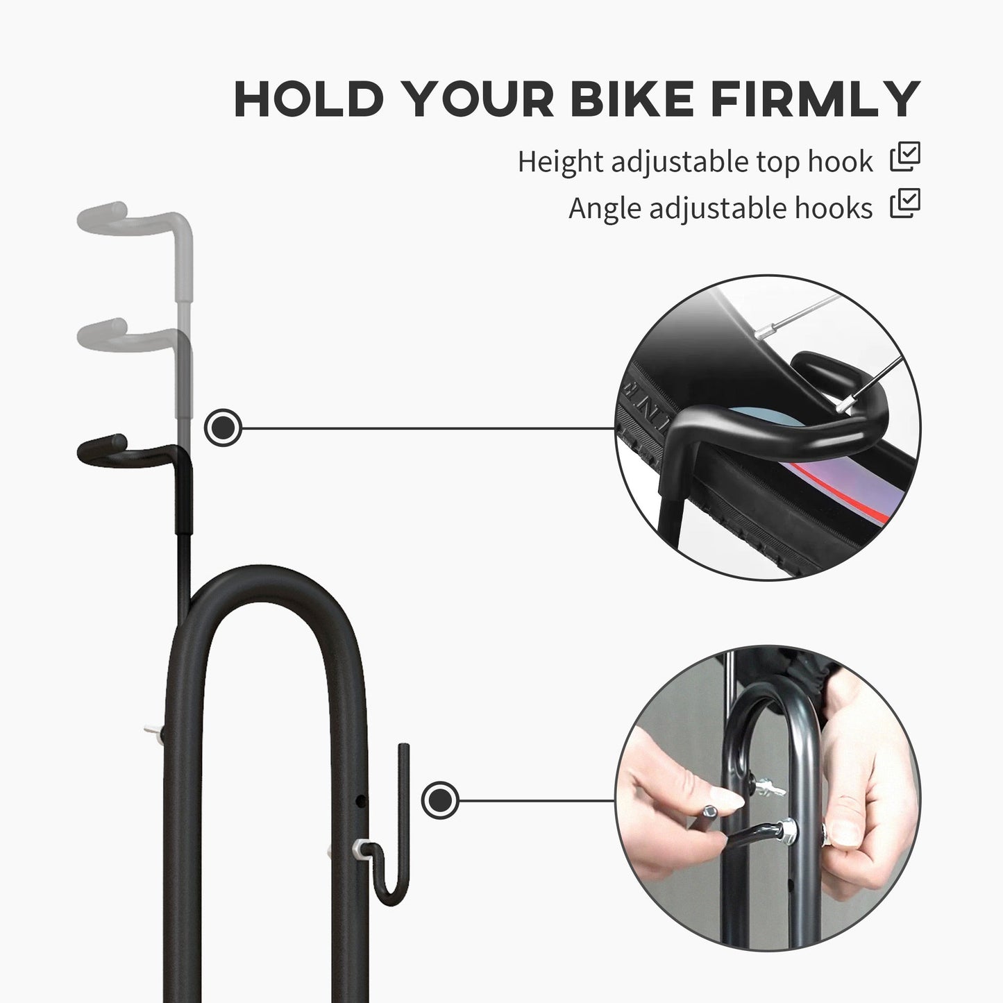SPORTNOW Vertical & Horizontal Bike Rack Fits 6"-28" and 700c Bikes, Black