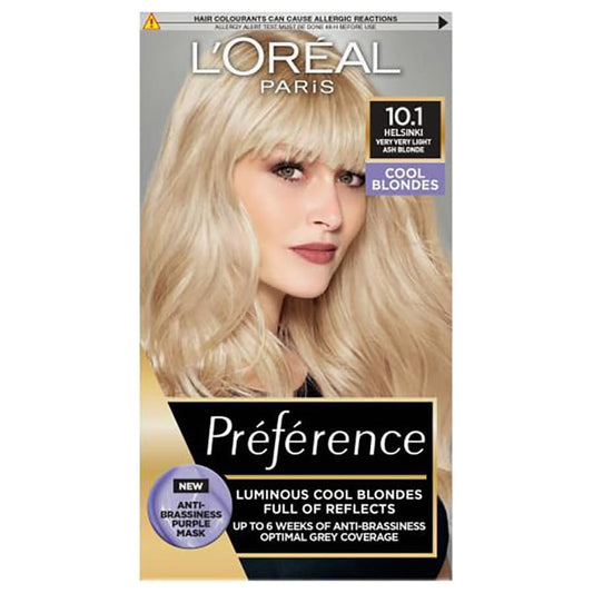 L'Oréal Préférence 10.1 Very Very Light Ash Blonde Permanent Hair Colour Kit for Fade-Defying Luminous Shine