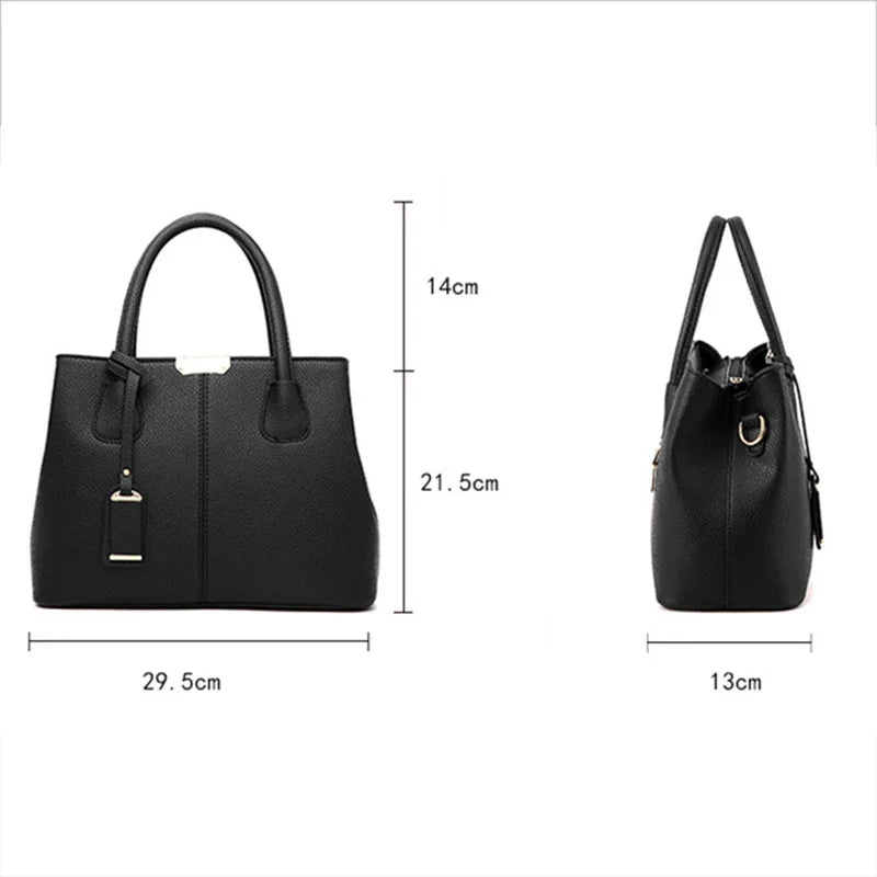 Ladies Large Tote Bag PU Leather Square Shoulder Crossbody Handbag Travel Bag