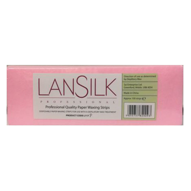 Lansilk Paper Waxing Strips Pink for Smooth Face & Body Hair Removal 100 Count