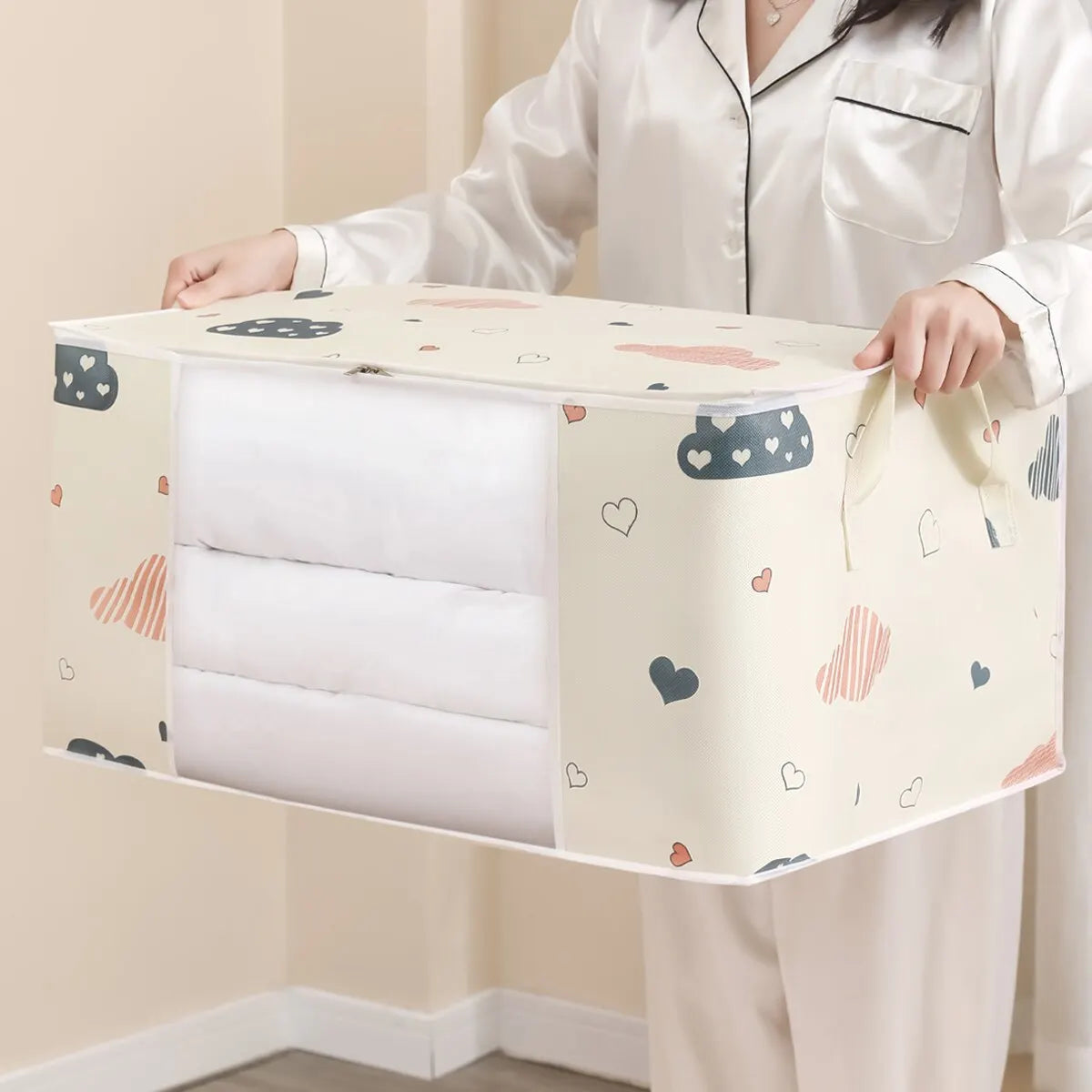 Large Capacity Foldable Clothes Storage Bag Organizer - Ideal for Blankets, Bedding and Seasonal Storage