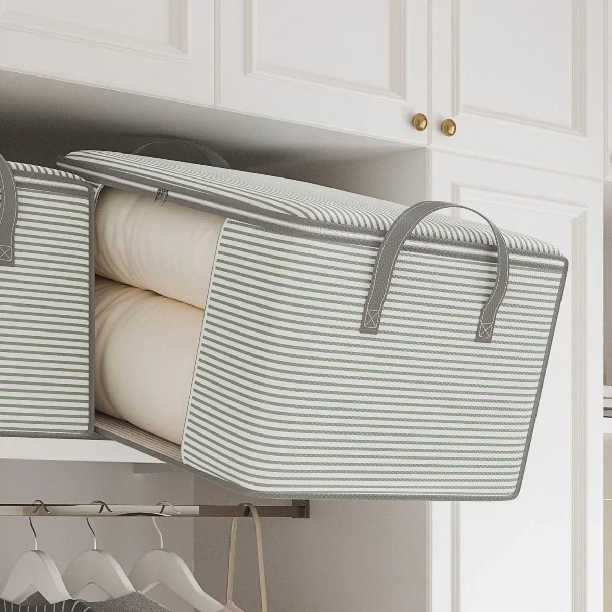 Large Thickened Beige/Grey Clothes & Quilt Storage Bag Foldable Box Organiser