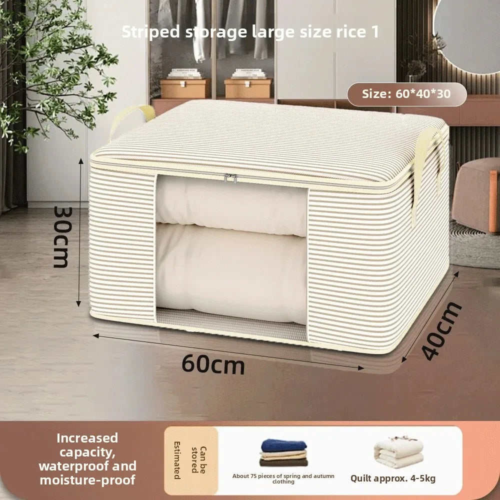 Large Thickened Beige/Grey Clothes & Quilt Storage Bag Foldable Box Organiser