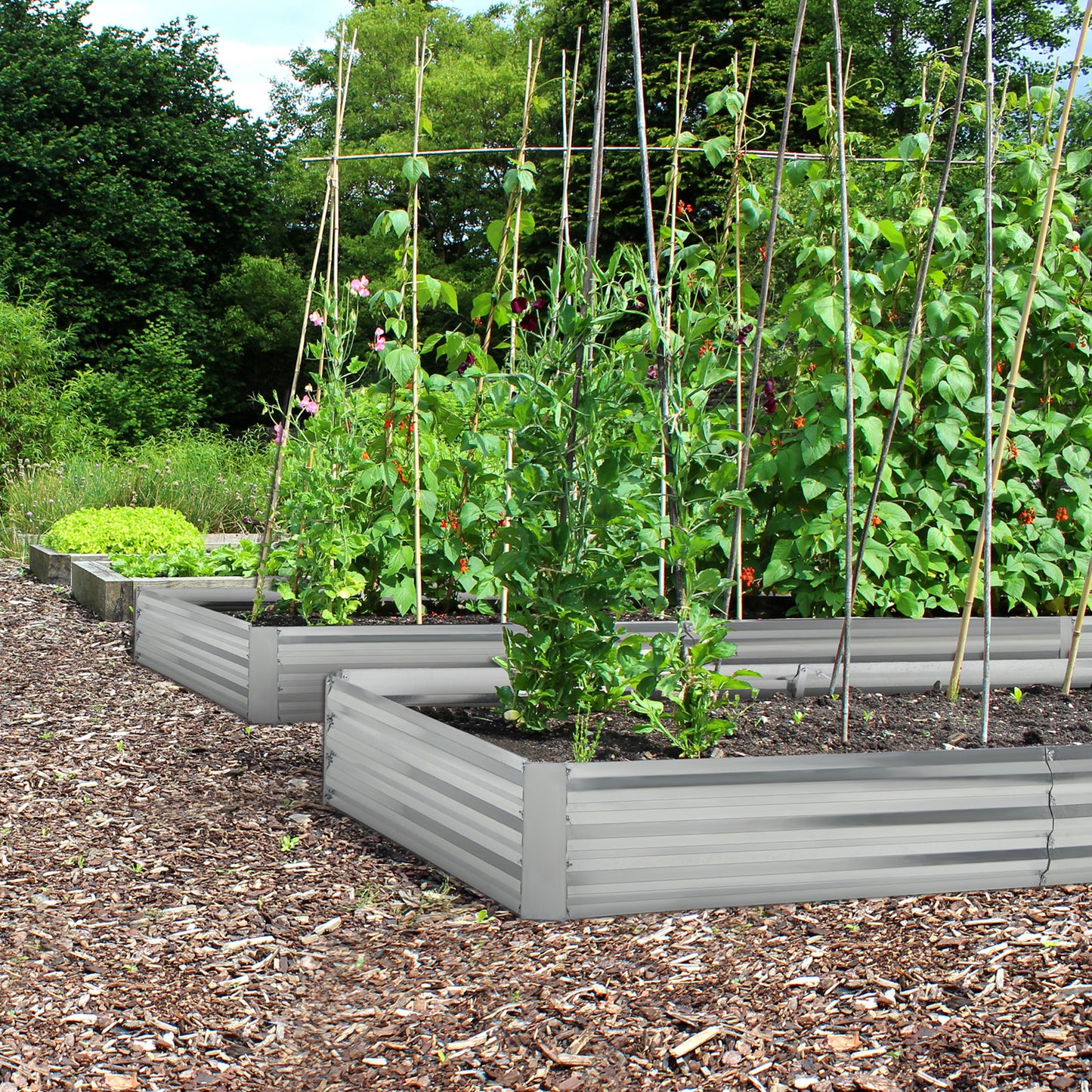 240 x 120 x 30 cm Galvanized Large Metal Raised Garden Bed-Silver