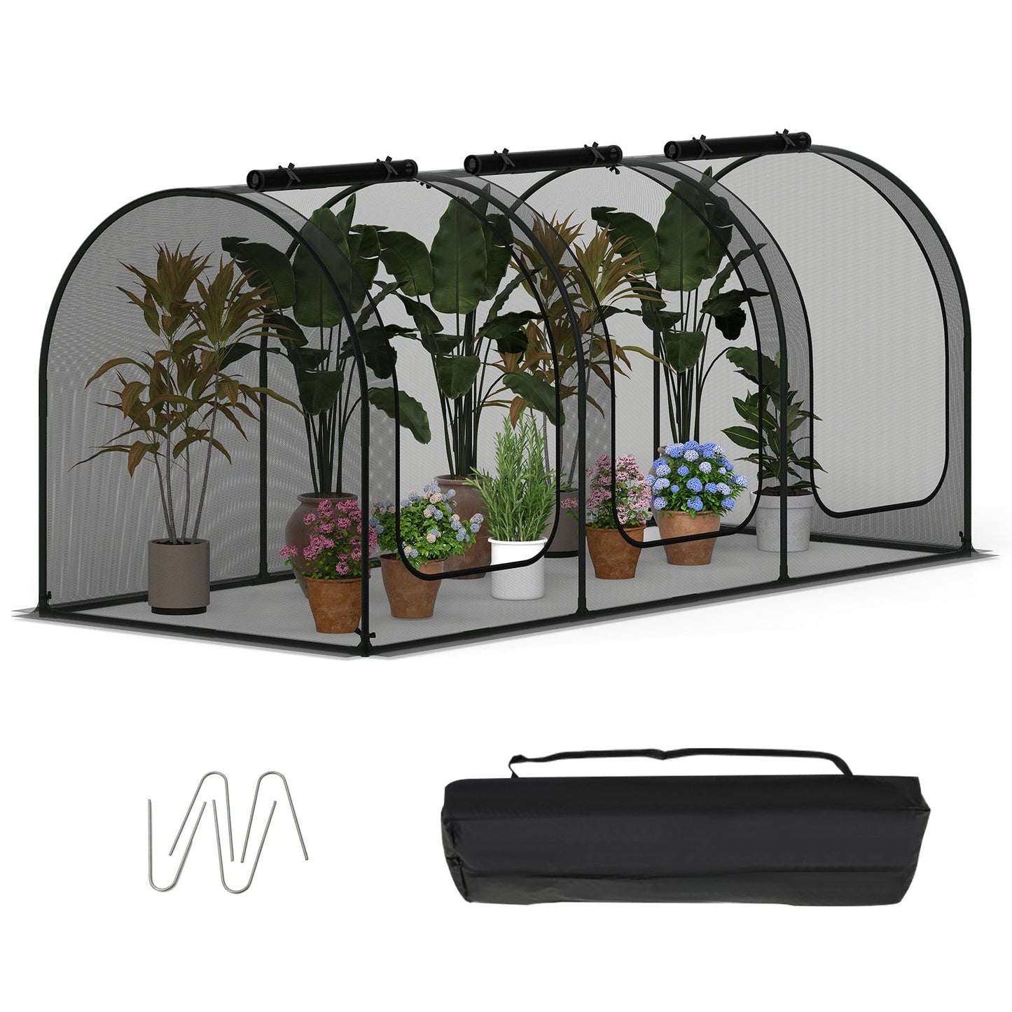 Large Portable Plant Protection Tent with Roll-up Zippered Doors-Size 1