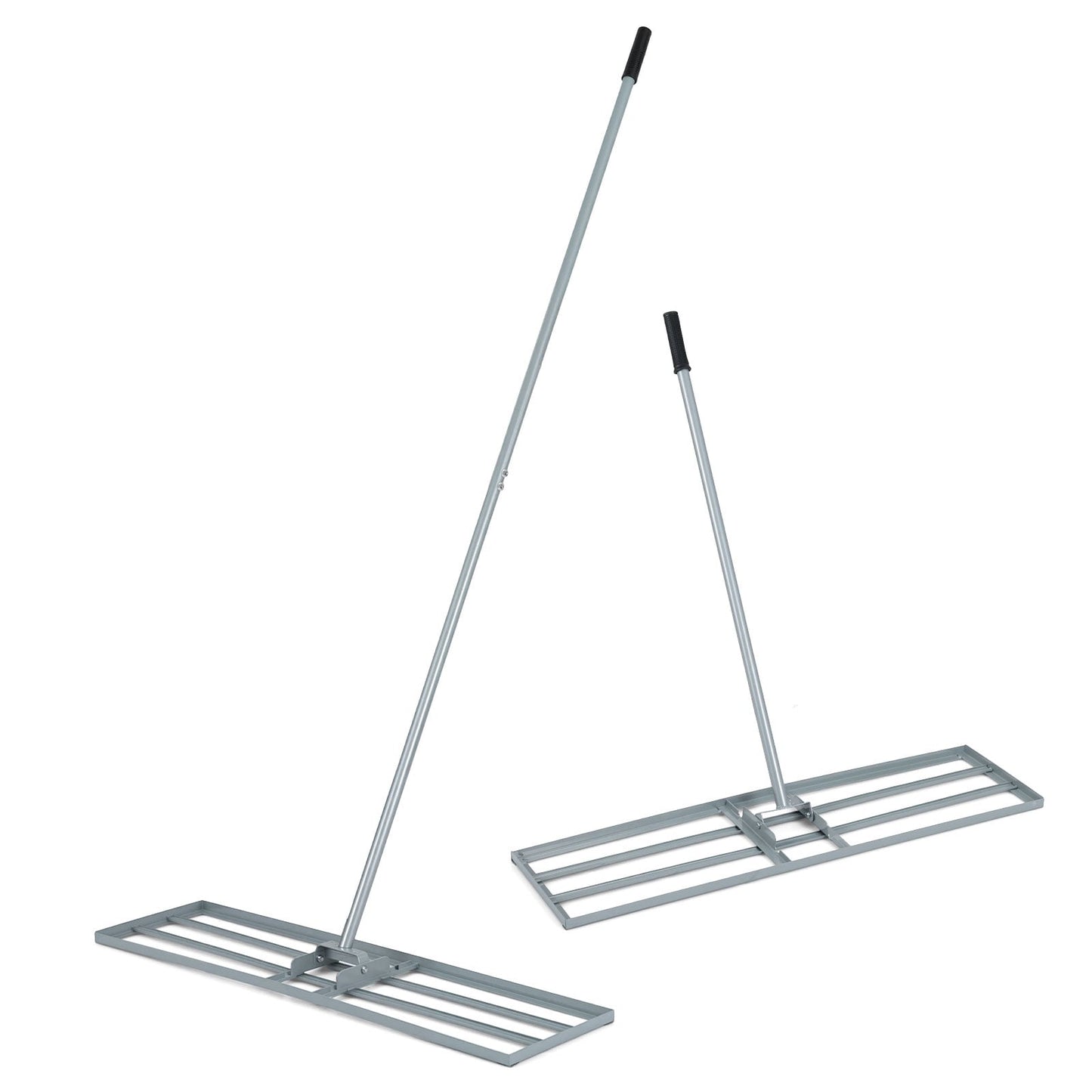 Lawn Leveling Rake with Adjustable Handle and Rotating U-Head for Topsoil-Black