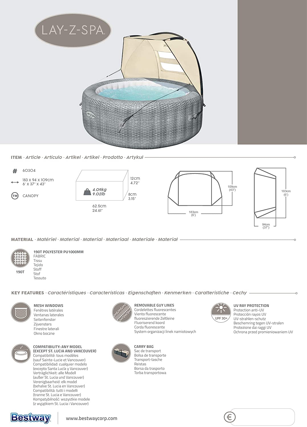 Lay-Z Spa Canopy Cover