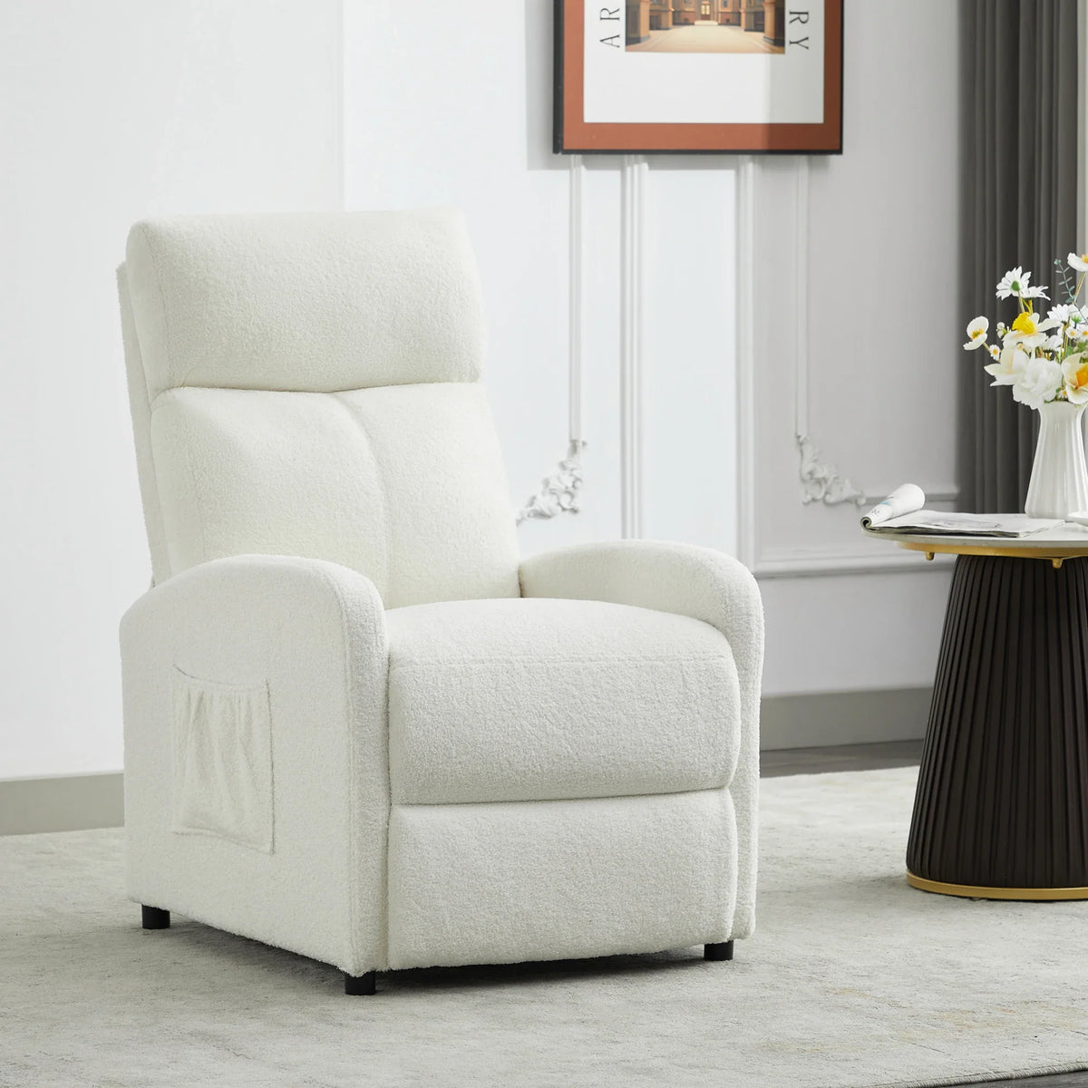 Leather Recliner Chair with Adjustable Leg Rest – Home Armchair Seat Side Pocket