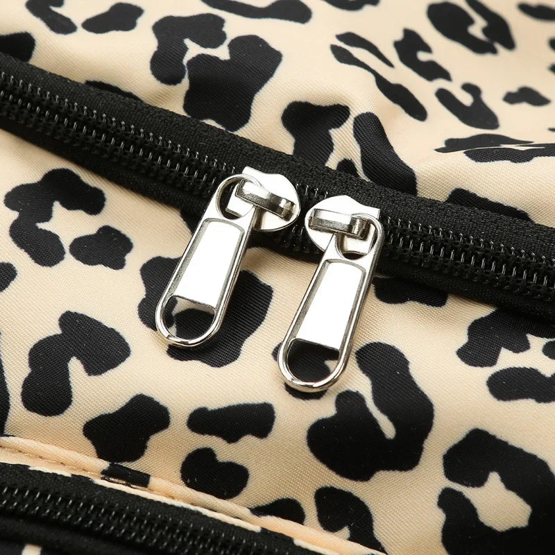Leopard Print Large Duffel Luggage Bag Shoe Compartment Sports Gym Travel Duffle