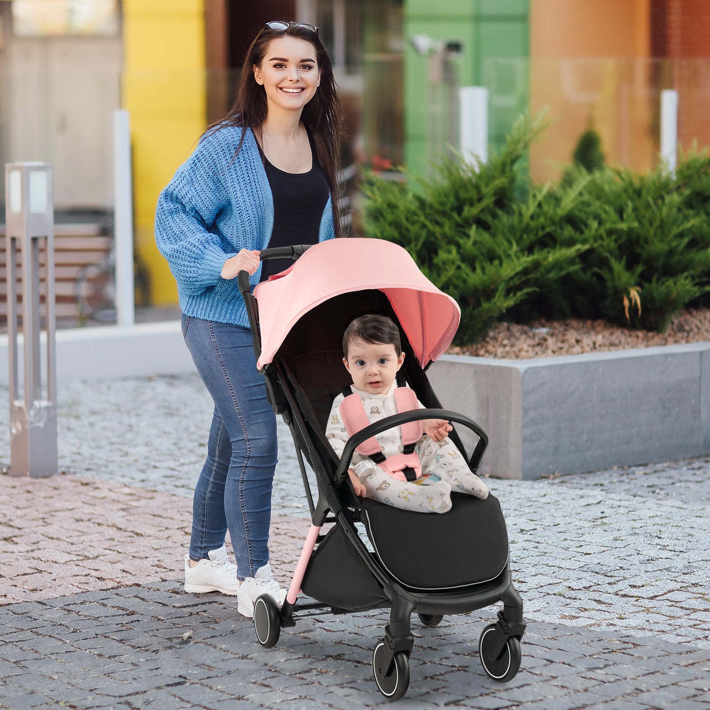 Lightweight Baby Stroller with Detachable Seat Cover-Black