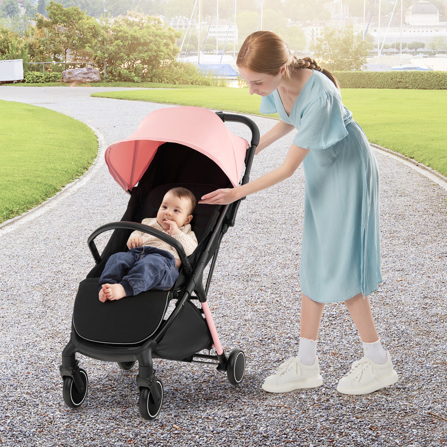 Lightweight Baby Stroller with Detachable Seat Cover-Black