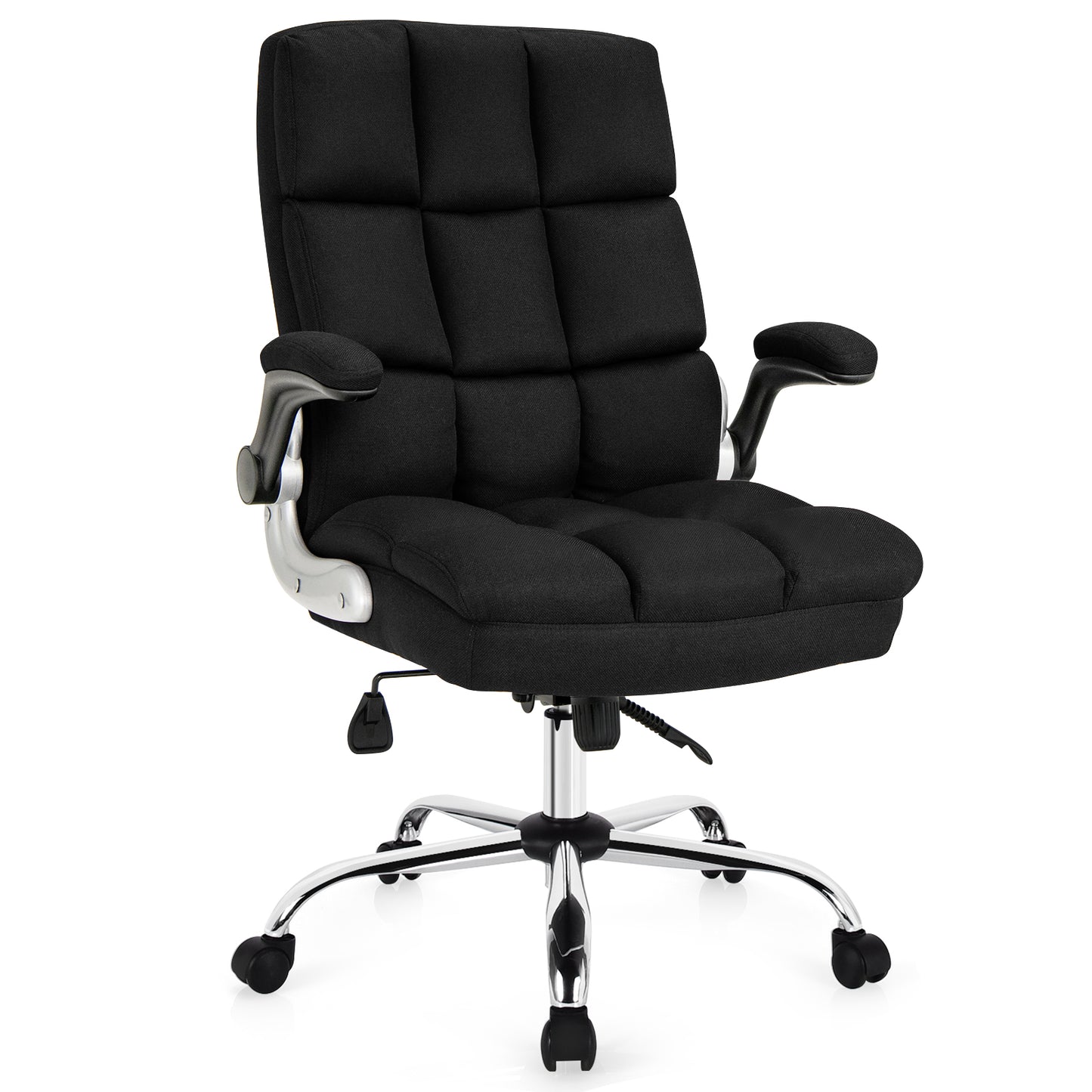 Linen Upholstered Executive Chair with Ergonomic High Back for Home Office-Beige