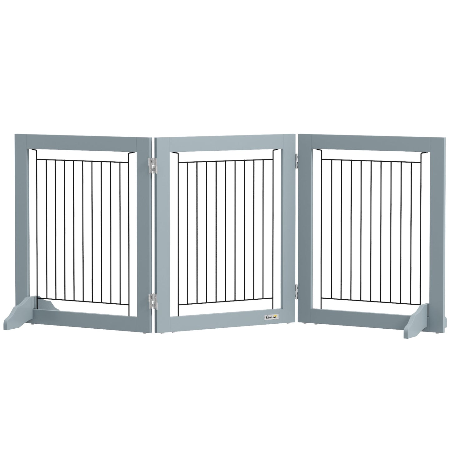 PawHut Foldable Wooden Pet Gate w/ 3 Panels 2 Support Feet for Small Dogs