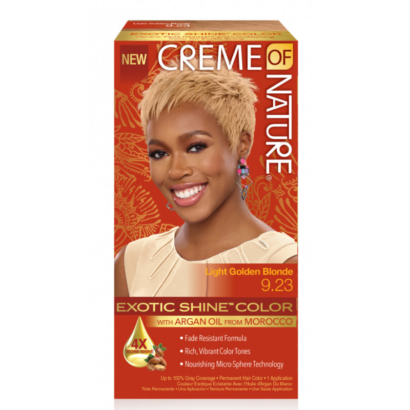 Creme Of Nature Exotic Shine Permanent Color 9.23 Light Golden Blonde - For Vibrant, Healthy Hair & 100% Grey Coverage
