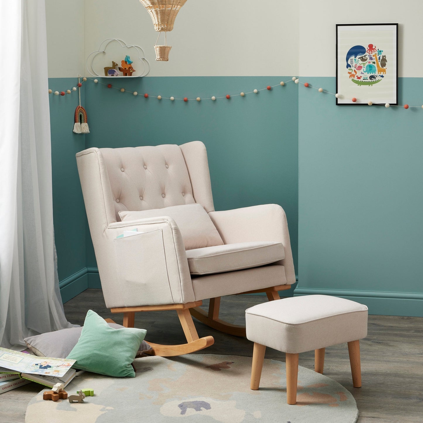 Lux Nursing Chair & Footstool – Converts Rocker to Armchair