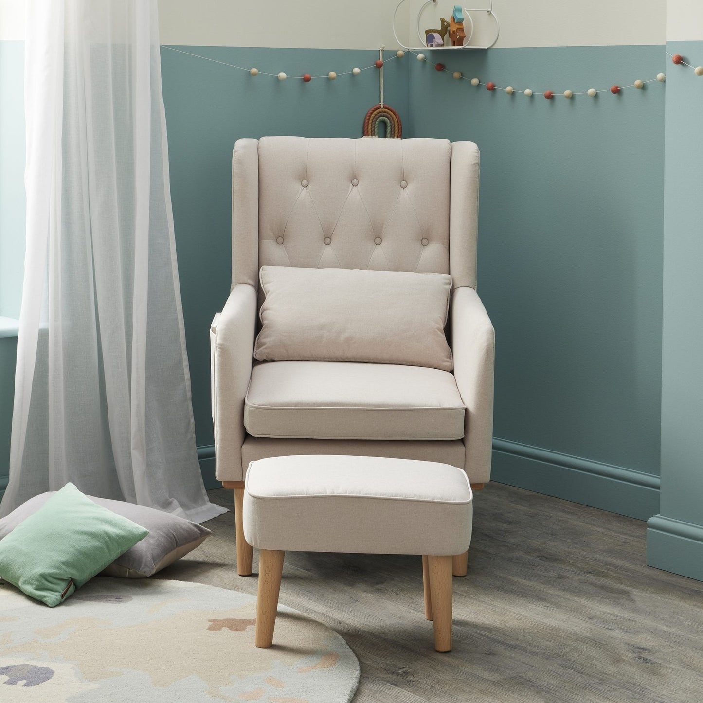 Lux Nursing Chair & Footstool – Converts Rocker to Armchair