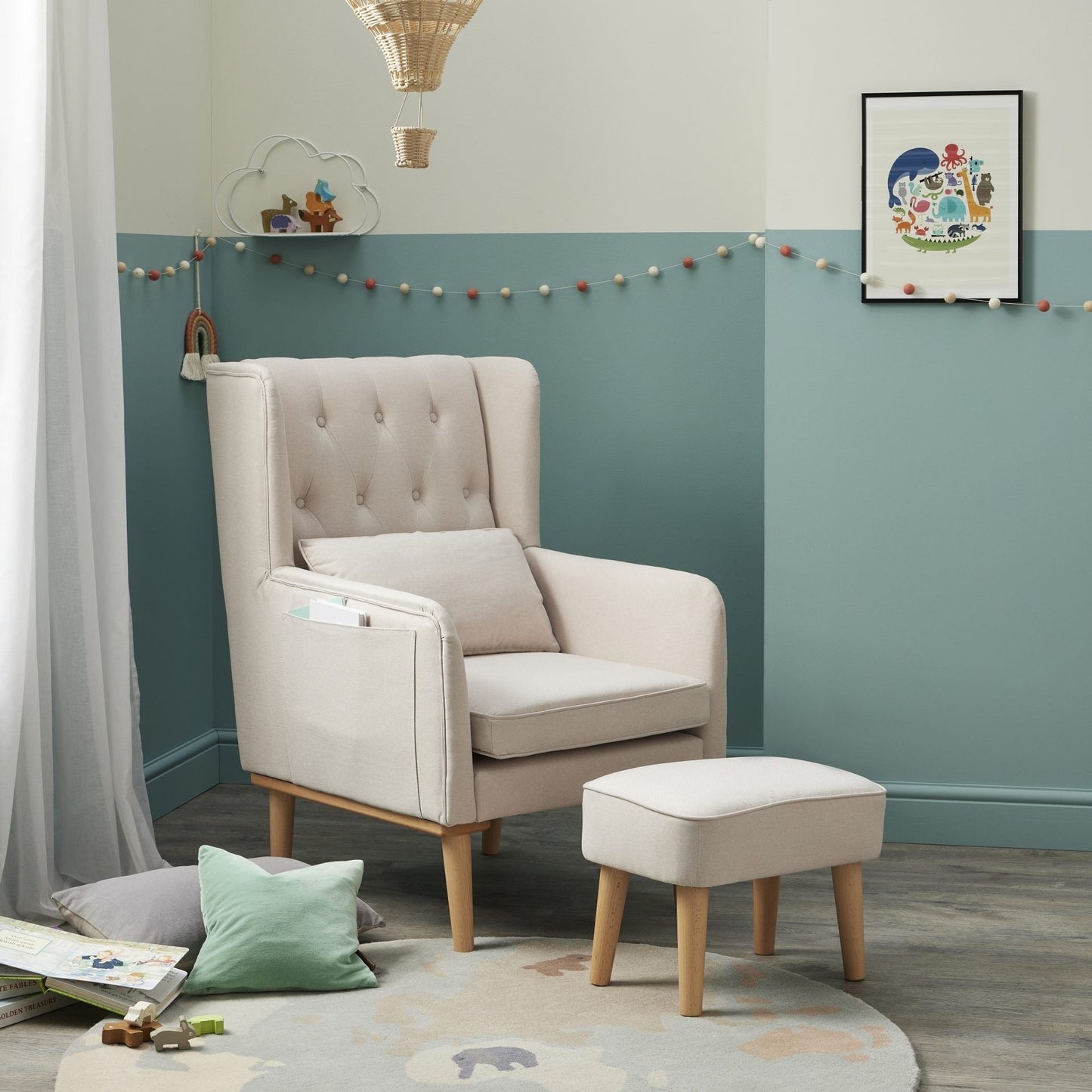 Lux Nursing Chair & Footstool – Converts Rocker to Armchair