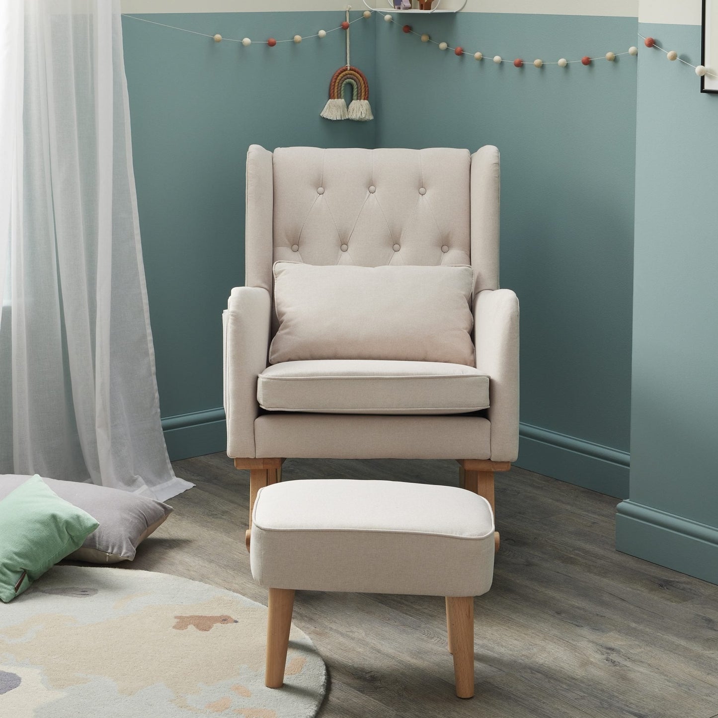 Lux Nursing Chair & Footstool – Converts Rocker to Armchair