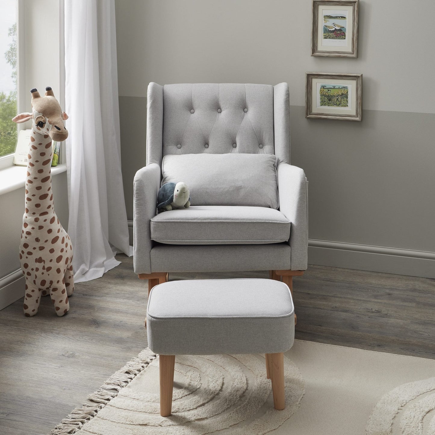 Lux Nursing Chair & Footstool – Converts Rocker to Armchair