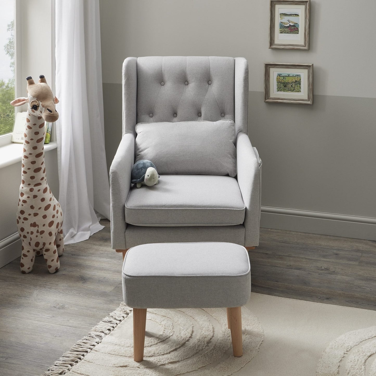 Lux Nursing Chair & Footstool – Converts Rocker to Armchair