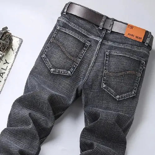 Luxury European-American Style Men's Stretch Jeans – Slim Straight Denim (Size 28-38)