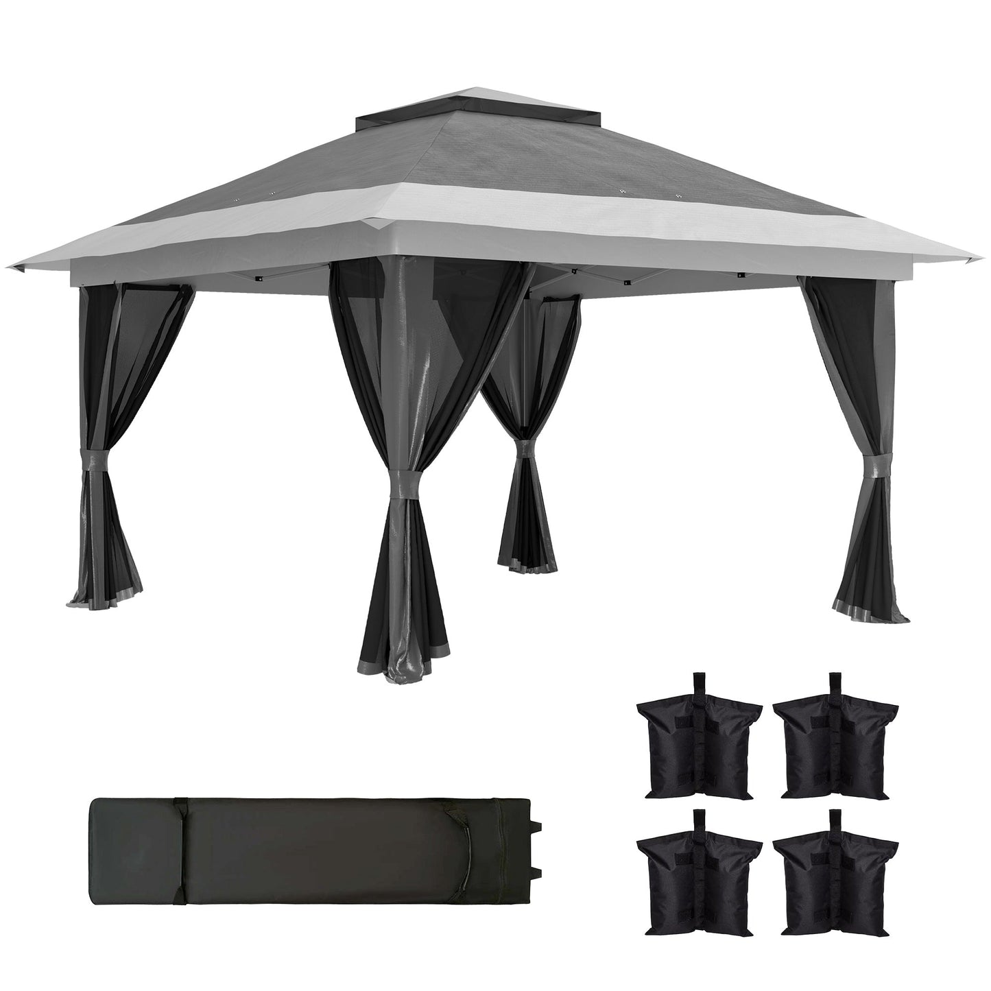 Outsunny 3.6 x 3.6m Pop Up Gazebo with Netting and Wheeled Bag