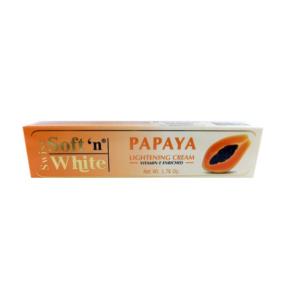 Swiss Soft N White Papaya Lightening Cream for Skin Brightening & Even Tone for All Skin Types 50g/1.76 oz