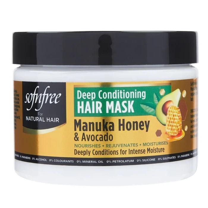 Sof n Free Manuka Honey & Avocado Deep Conditioning Hair Mask for Dry, Damaged Hair