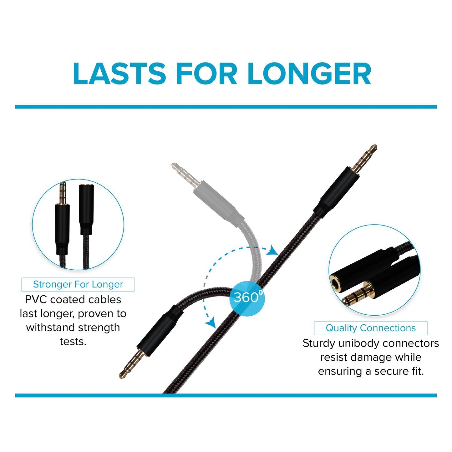 Maplin 3.5mm Aux Stereo 4-Pole Jack Plug to 3.5mm Female Jack Extension Cable - Black, 3m