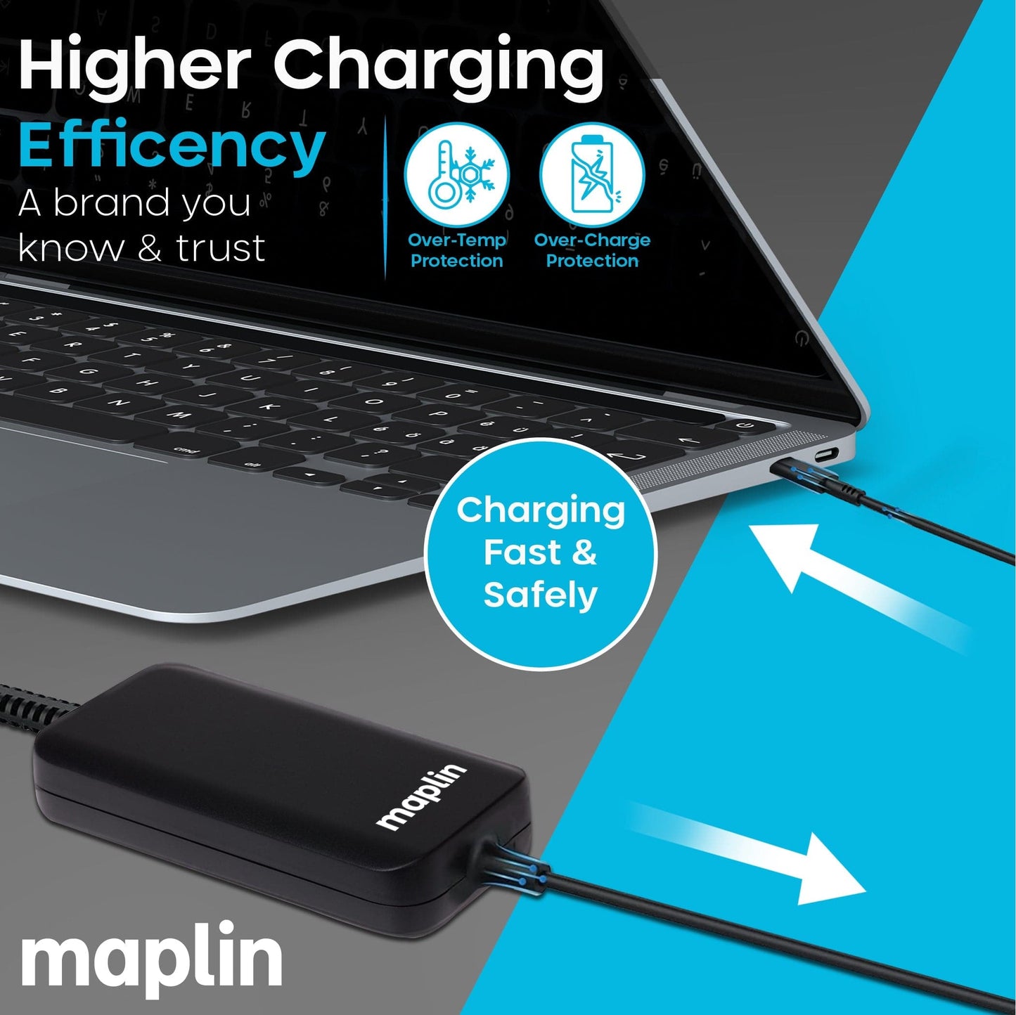 Maplin 112W USB-C Laptop Charger Power Supply with 1x USB-A 2.4A PD Port