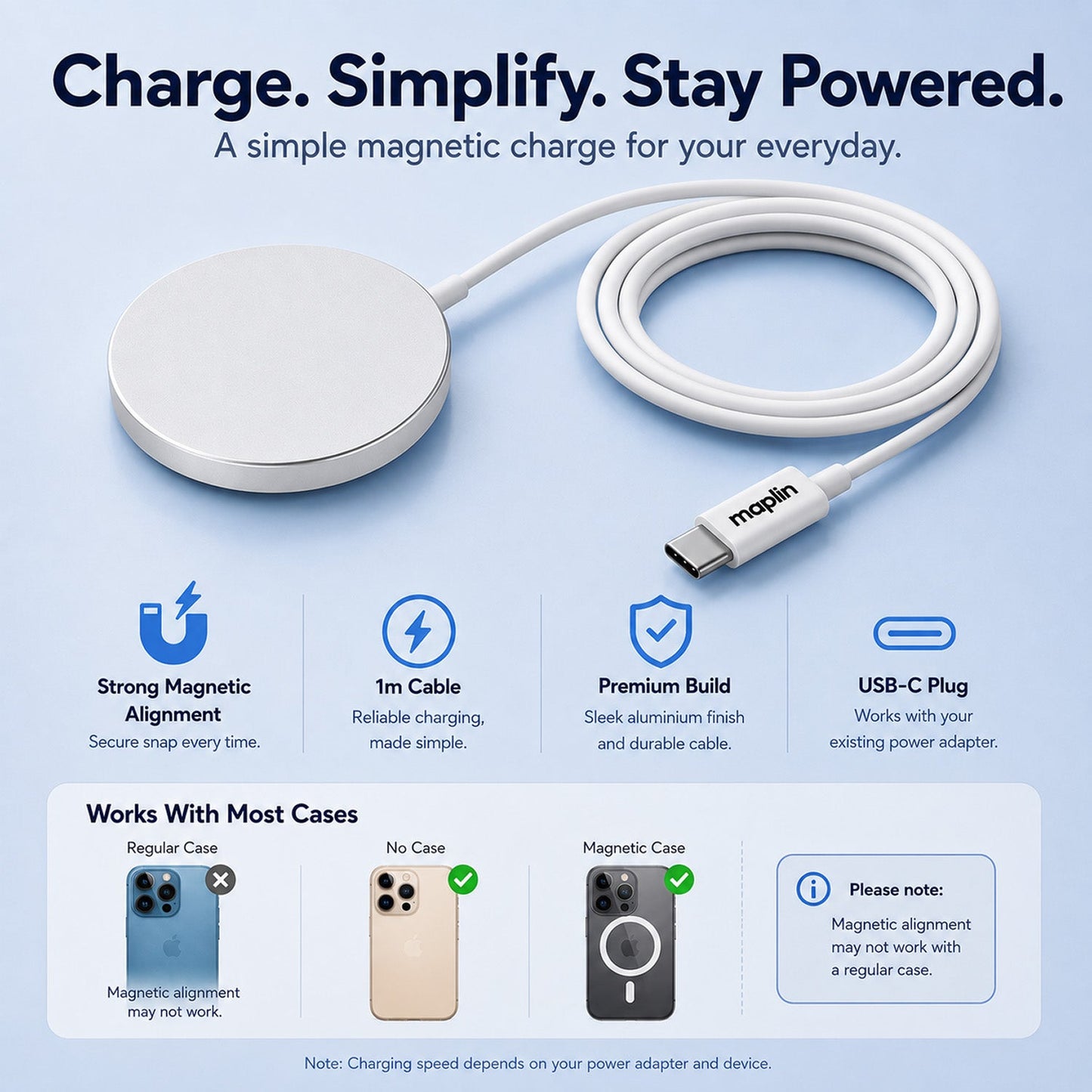 Maplin Magnetic USB-C 15W Wireless Charger