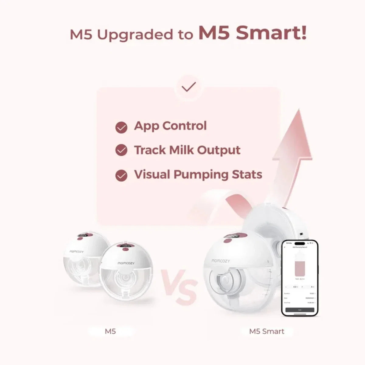Momcozy M5 Smart Single Wearable Electric Breast Pump - Gray