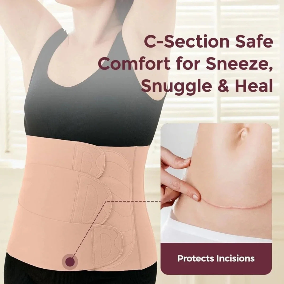 Momcozy Ergowrap Postpartum Belly Band Standard L - Oyster Pink