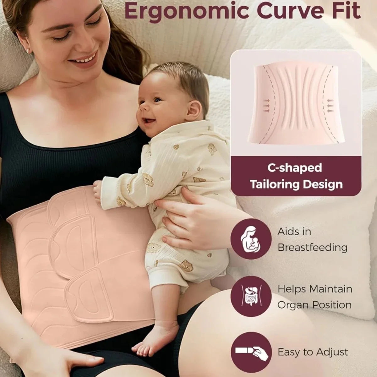 Momcozy Ergowrap Postpartum Belly Band Standard XL - Oyster Pink