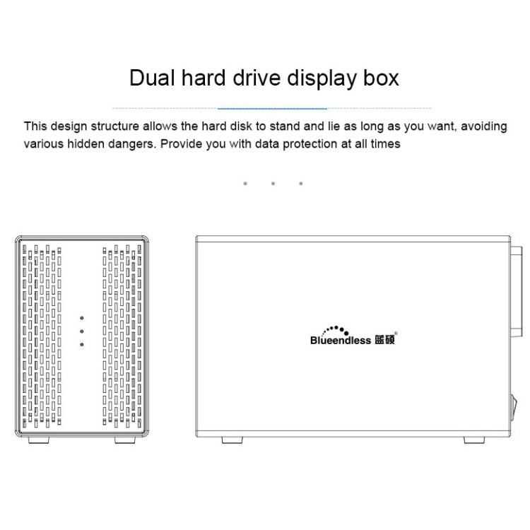 Blueendless USB-B Interface 3.5 inch 2 Bay RAID Combination Array HDD External Enclosure (UK Plug)