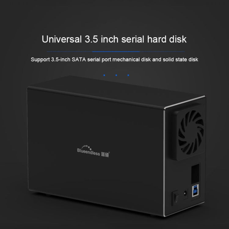 Blueendless USB-B Interface 3.5 inch 2 Bay RAID Combination Array HDD External Enclosure (UK Plug)