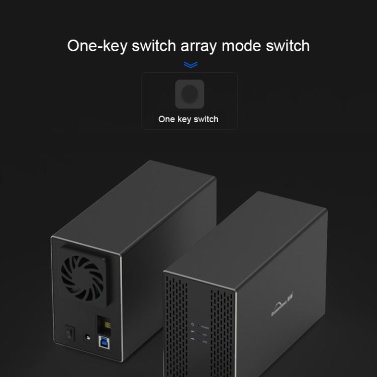 Blueendless USB-B Interface 3.5 inch 2 Bay RAID Combination Array HDD External Enclosure (UK Plug)