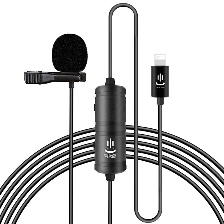 YICHUANG YC-VM40 8 Pin Port Dual Modes Lavalier Recording Microphone, Cable Length: 6m, YC-VM40