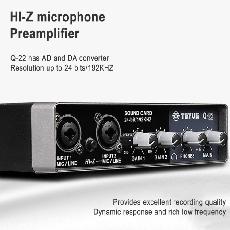TEYUN Q-22 USB Computer Free Srive Microphone External Sound Card, Q-22