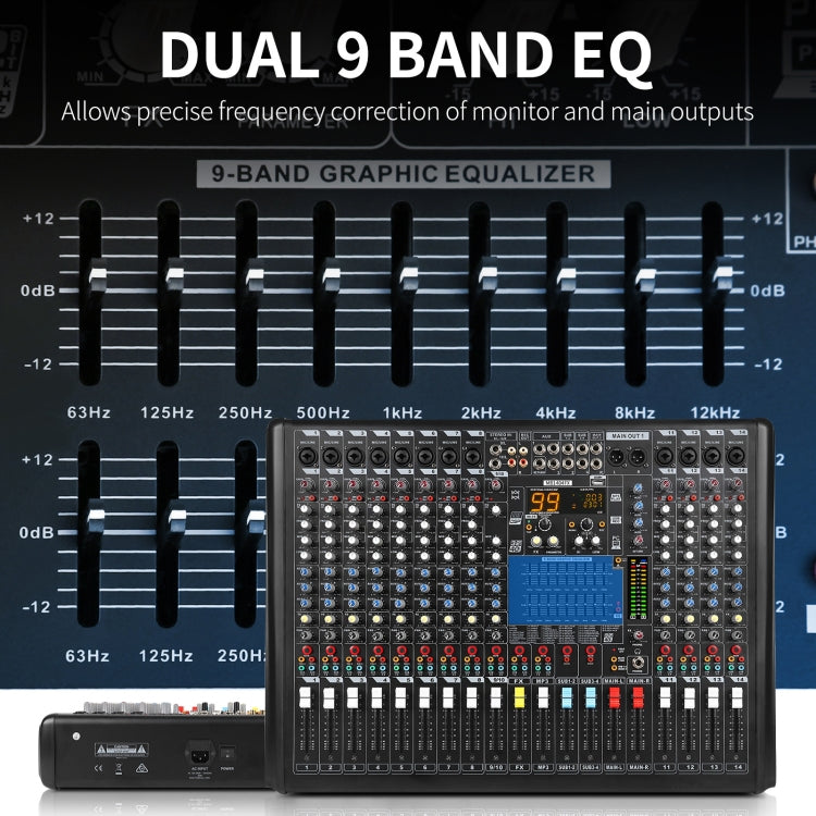 XTUGA B1404FX 14 Channels Bluetooth Audio Mixer Digital DJ Controller Sound Mixing Console (EU Plug)
