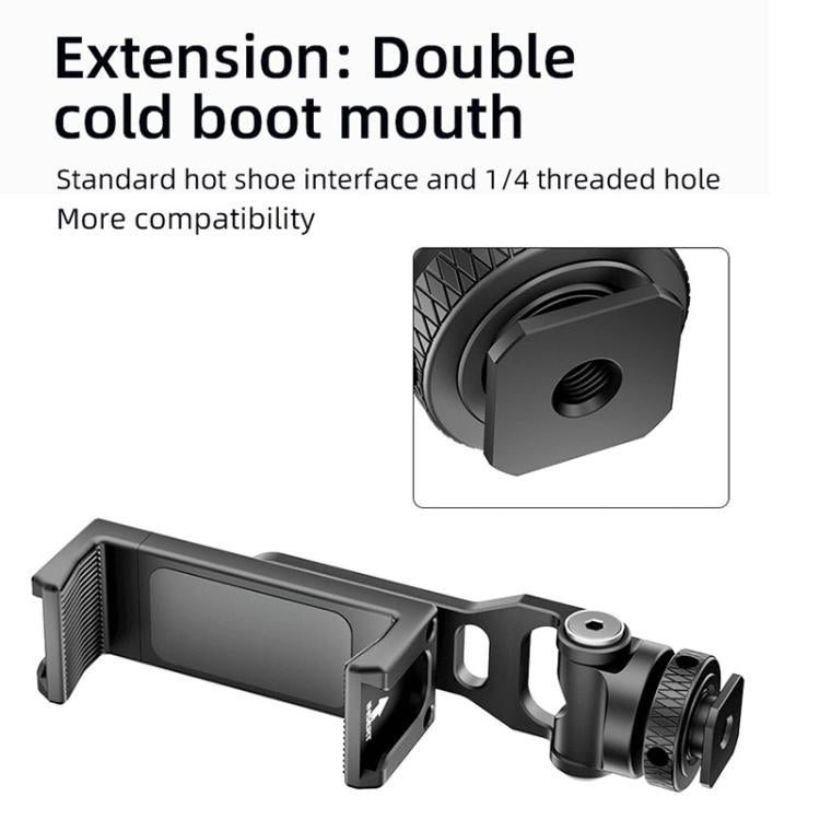 BEXIN PH-01 Desktop Live Broadcast Bracket 360 Phone Clamp Dual Cold Shoes Mount (Black)