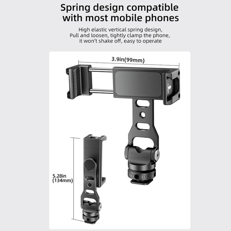 BEXIN PH-01 Desktop Live Broadcast Bracket 360 Phone Clamp Dual Cold Shoes Mount (Black)