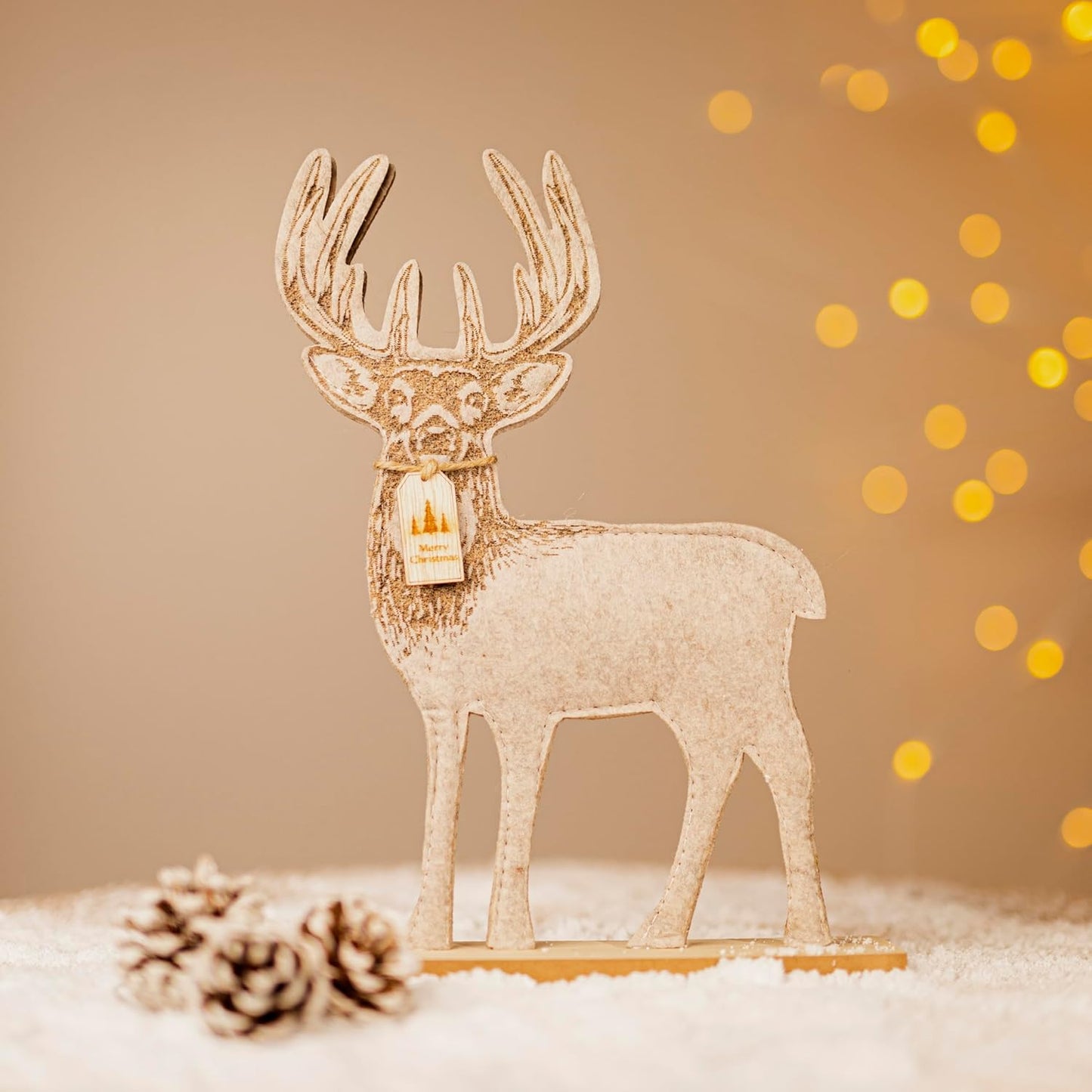 30cm Wooden Reindeer Christmas Decoration Rustic Ornament
