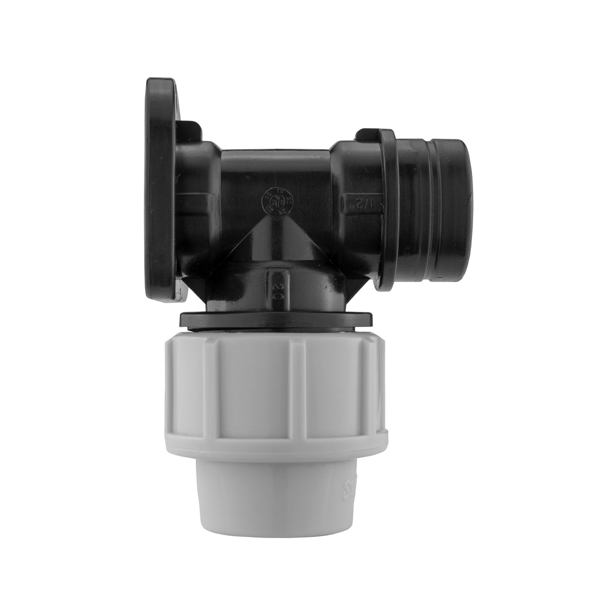 Wall Flange Kit 20mm MDPE - Brass Tap & Two Way Splitter & Connectors