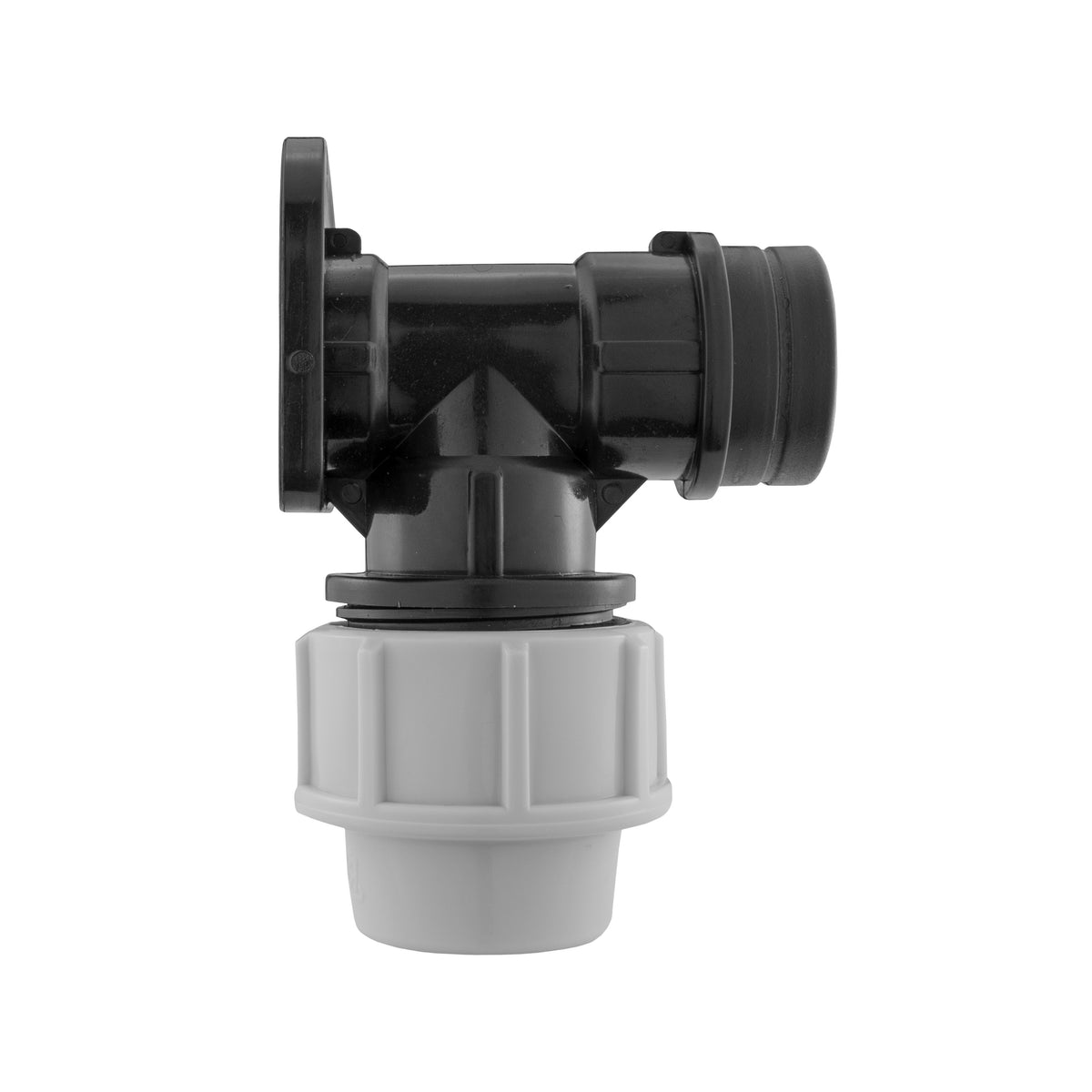 Wall Flange Kit 32mm MDPE + 32mm MDPE Valve + 19mm Brass Barb