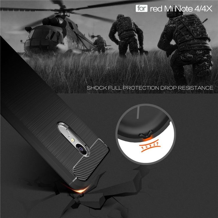 For Xiaomi  Redmi Note 4X Brushed Carbon Fiber Texture Shockproof TPU Protective Case , For Redmi Note 4X