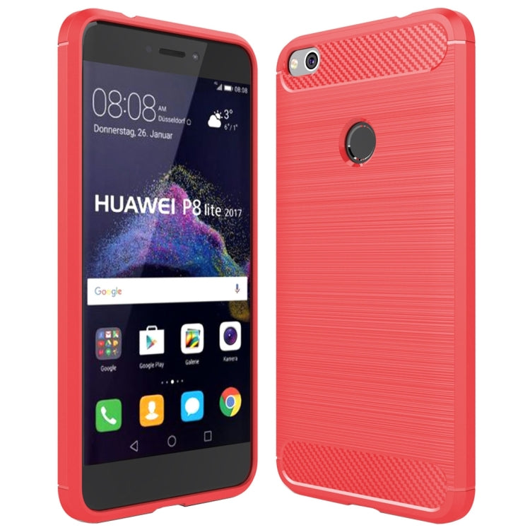 For Huawei  P8 Lite (2017) Brushed Carbon Fiber Texture Shockproof TPU Protective Case, Huawei P8 Lite (2017)