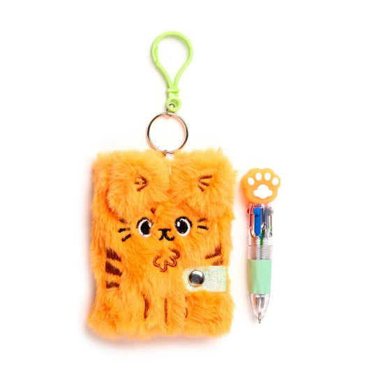 Plush A7 Notebook & Multi Colour Pen - Beans & Co Cat