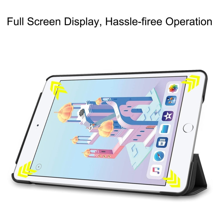 Custer Texture Horizontal Flip Smart PU Leather Case for iPad Mini 4 / Mini 5, with Sleep / Wake-up Function & Three-folding Holder, For iPad Mini 4 / Mini 5