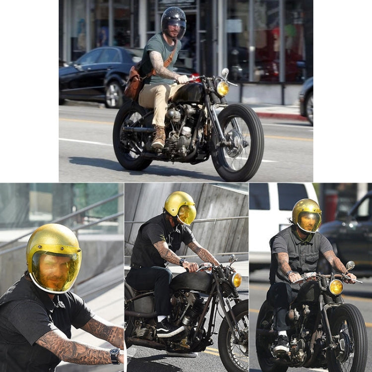 Soman Motorcycle Bubble Visor Open Face Helmet Visor Helmet Windshield Shield with Transparent Frame(Yellow)